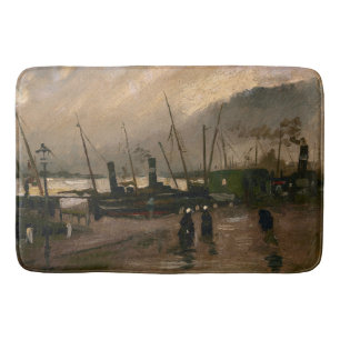 Amsterdam Fishermen's Harbor Storm by Vincent Gogh Bath Mat