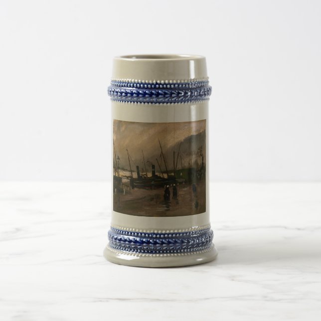 Amsterdam Fishermen's Harbor Storm by Vincent Gogh Beer Stein (Center)