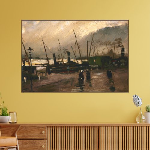 Amsterdam Fishermens Harbor Storm by Vincent Gogh Canvas Print