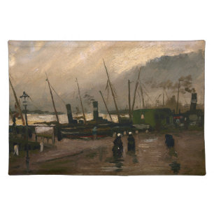 Amsterdam Fishermen's Harbor Storm by Vincent Gogh Cloth Placemat