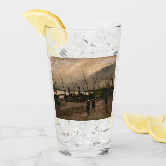 Amsterdam Fishermen's Harbor Storm by Vincent Gogh Glass (Front Ice)