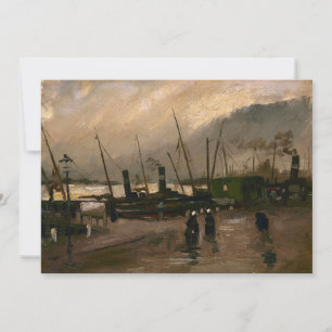 Amsterdam Fishermen's Harbor Storm by Vincent Gogh Holiday Card