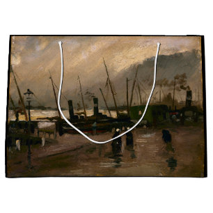 Amsterdam Fishermen's Harbor Storm by Vincent Gogh Large Gift Bag