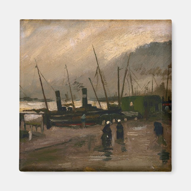 Amsterdam Fishermen's Harbor Storm by Vincent Gogh Magnet (Front)