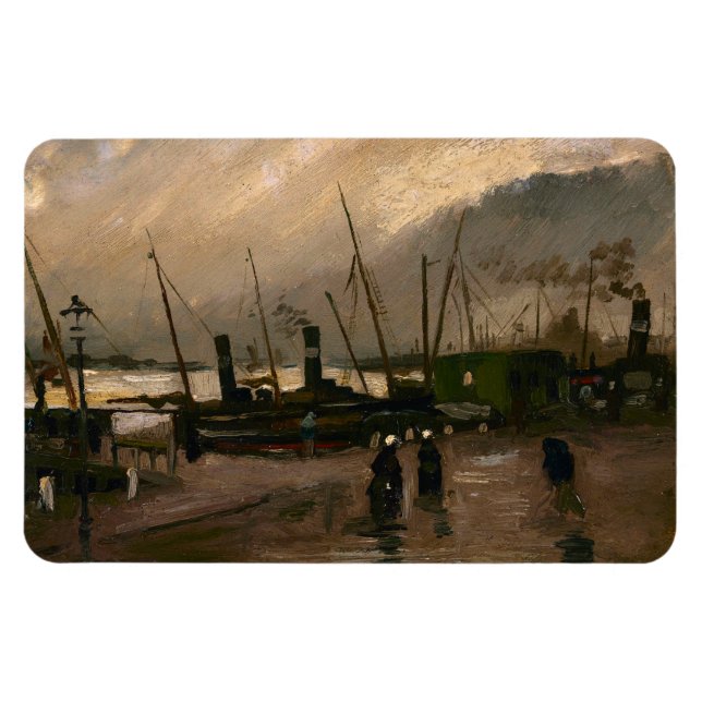 Amsterdam Fishermen's Harbor Storm by Vincent Gogh Magnet (Horizontal)