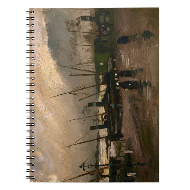 Amsterdam Fishermen's Harbor Storm by Vincent Gogh Notebook (Front)
