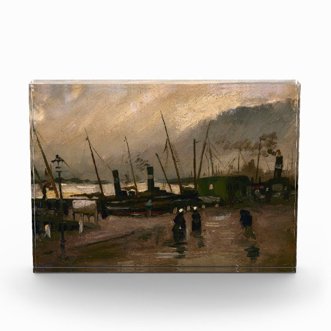 Amsterdam Fishermen's Harbor Storm by Vincent Gogh Photo Block (Front)