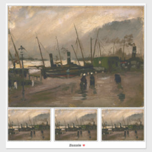 Amsterdam Fishermen's Harbor Storm by Vincent Gogh Sticker