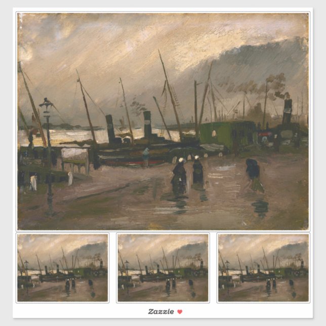 Amsterdam Fishermen's Harbor Storm by Vincent Gogh Sticker (Sheet)
