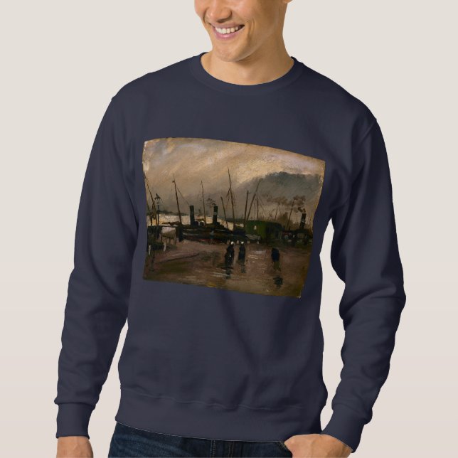 Amsterdam Fishermen's Harbor Storm by Vincent Gogh Sweatshirt (Front)