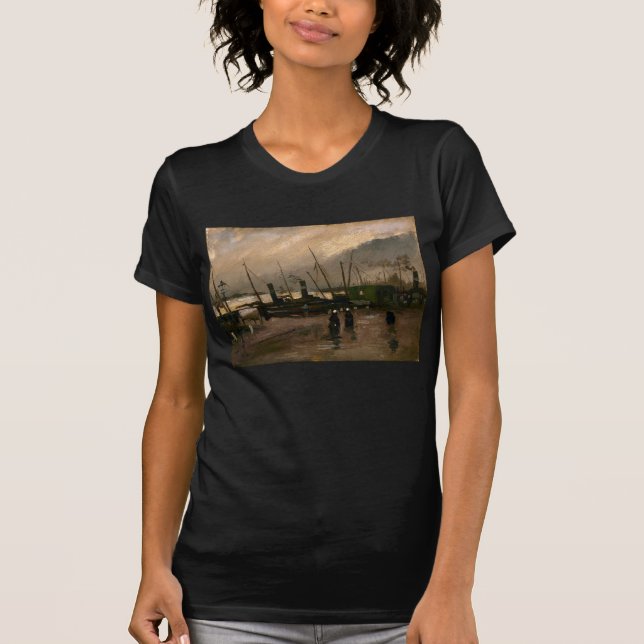 Amsterdam Fishermen's Harbor Storm by Vincent Gogh T-Shirt (Front)