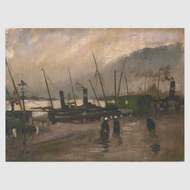 Amsterdam Fishermen's Harbor Storm by Vincent Gogh Tissue Paper (Front)