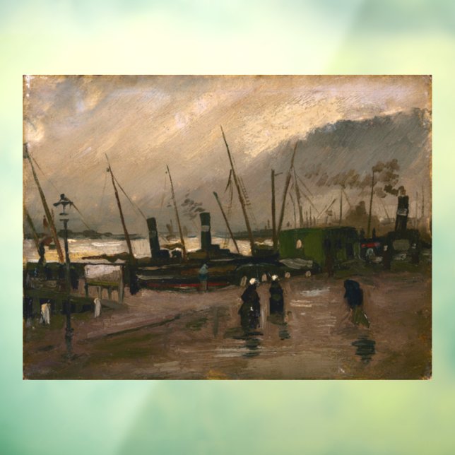 Amsterdam Fishermen's Harbor Storm by Vincent Gogh Window Cling (Sheet 3)