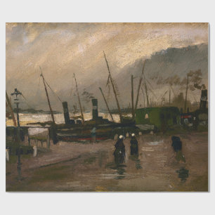 Amsterdam Fishermen's Harbor Storm by Vincent Gogh Wrapping Paper