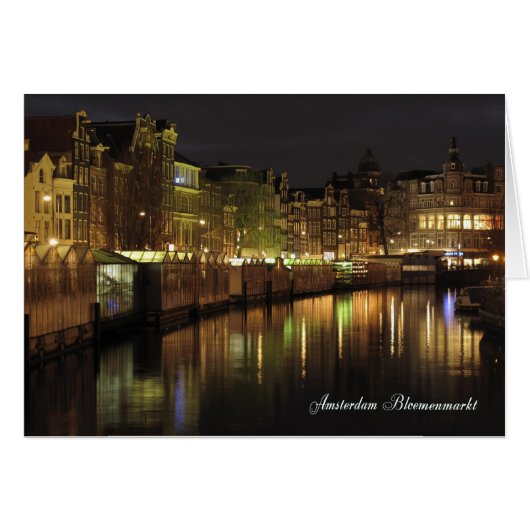 Amsterdam Flower Market at Night Cards (Front Horizontal)