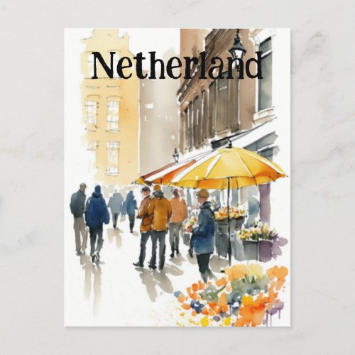 Amsterdam flower market postcard