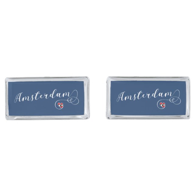 Amsterdam Heart Flag Cufflinks (Front)