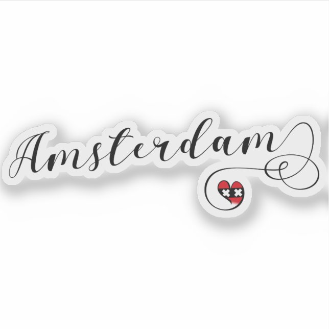 Amsterdam Heart Flag Sticker (Front)