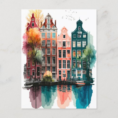 Amsterdam Holiday Postcard