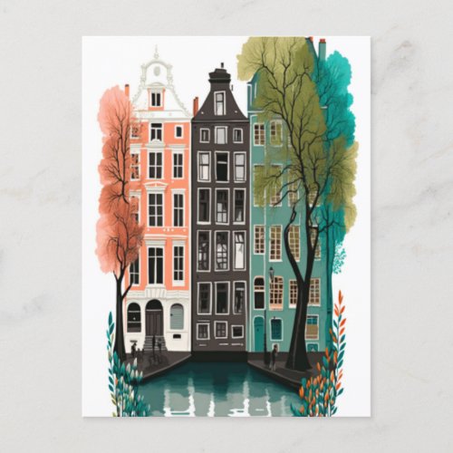 Amsterdam Holiday Postcard