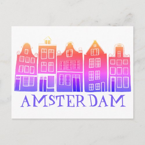 Amsterdam Holland Canal Houses Travel Colorful Postcard