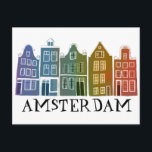 Amsterdam Holland Canal Houses Travel Colorful Postcard<br><div class="desc">Send a message with this sweet whimsical Amsterdam houses pattern art postcard.You can customize it and change or add text too. Add your own text on the back side. Check my shop for lots more colors and patterns! And more matching items too like totes, stickers, magnets, hats and tees. Let...</div>