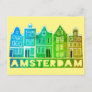 Amsterdam Holland Canal Houses Travel Colorful Postcard