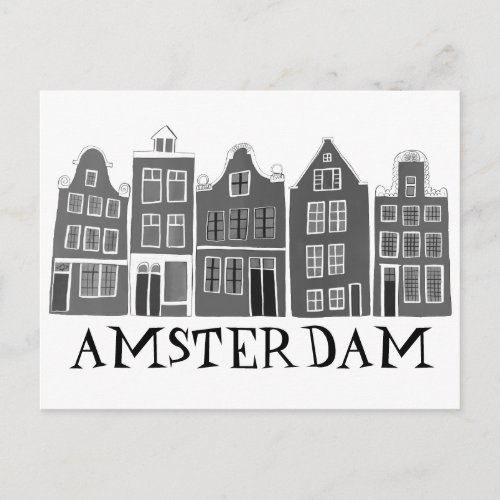 Amsterdam Holland Canal Houses Travel Cute Postcard