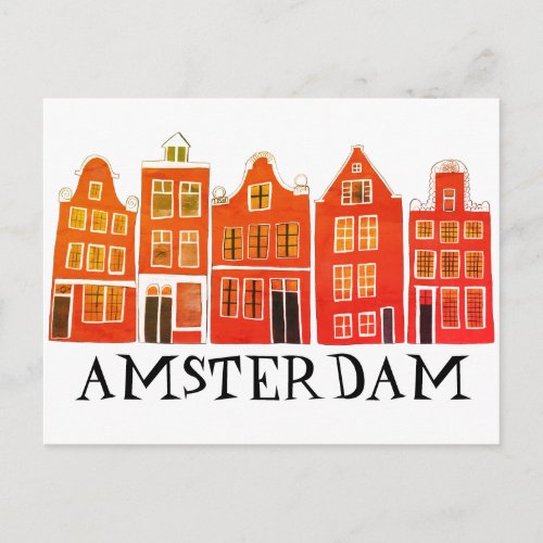 Amsterdam Holland Canal Houses Travel Europe Postcard