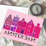 Amsterdam Holland Canal Houses Travel Europe Postcard<br><div class="desc">Send a message with this sweet whimsical Amsterdam houses pattern art postcard.You can customize it and change or add text too. Add your own text on the back side. Check my shop for lots more colors and patterns! And more matching items too like totes, stickers, magnets, hats and tees. Let...</div>