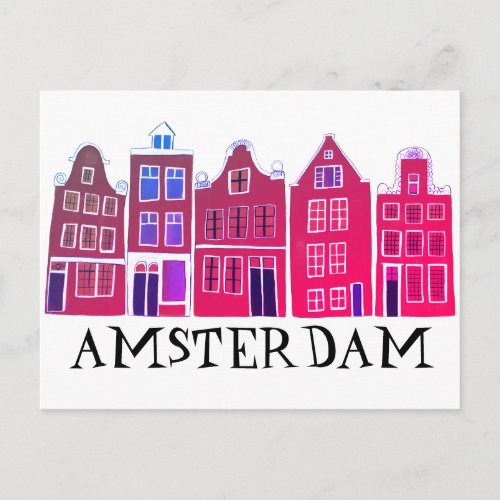 Amsterdam Holland Canal Houses Travel Europe Postcard