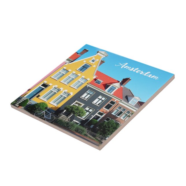 Amsterdam Holland Houses Travel souvenir Ceramic Tile (Side)