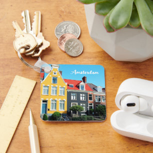 Amsterdam Holland Houses Travel souvenir Keychain