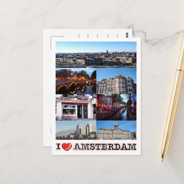 Amsterdam - Holland - I Love - Postcard (Front/Back In Situ)
