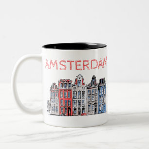 Amsterdam Holland Leaning Houses Two-Tone Coffee Mug