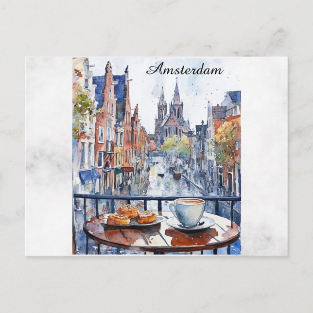 Amsterdam Holland Netherlands Canal Dutch Travel Postcard (Front)