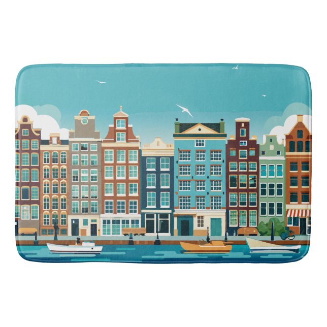 Amsterdam Holland theme Dutch architecture Bath Mat (Front)