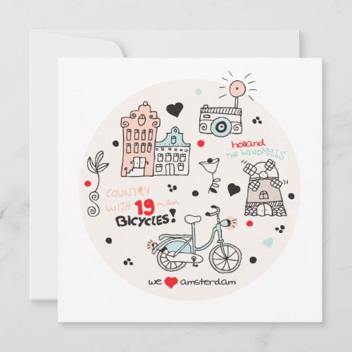 Amsterdam Holland travel postcard