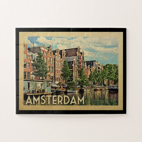 Amsterdam Holland Vintage Travel Jigsaw Puzzle