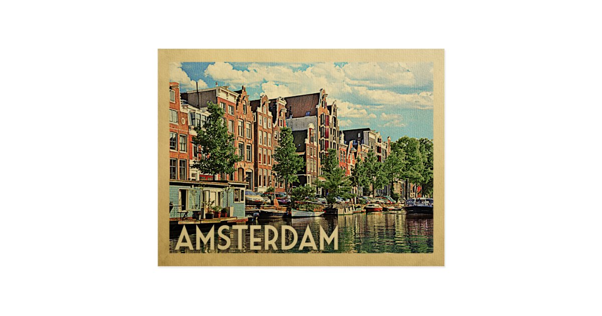 Amsterdam Holland Vintage Travel Postcard