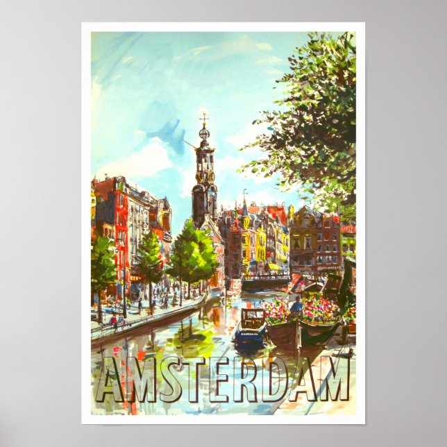 Amsterdam Holland vintage travel Poster (Front)