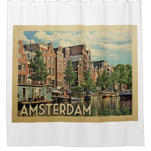 Amsterdam Holland Vintage Travel Shower Curtain