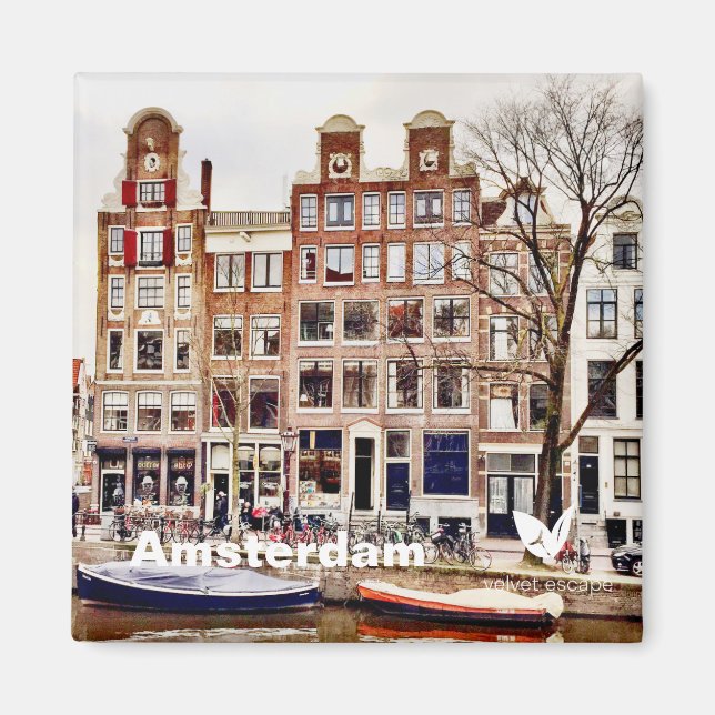 Amsterdam houses - fridge magnet by Velvet Escape (Front)
