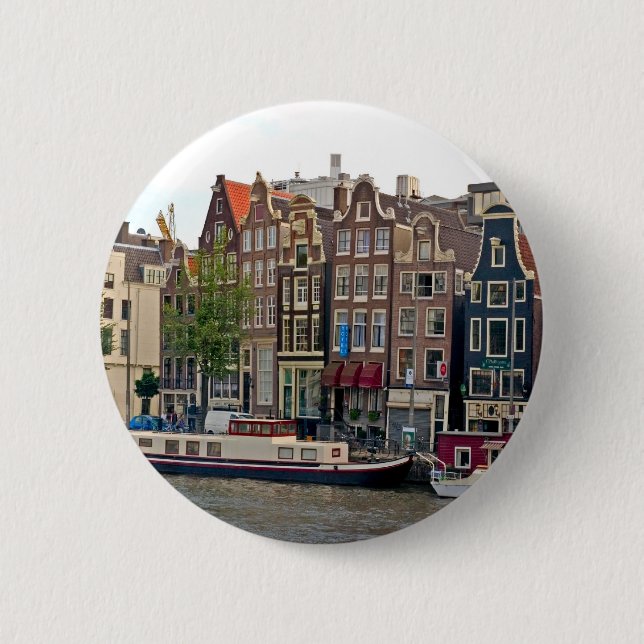 Amsterdam, houses on the canal button (Front)
