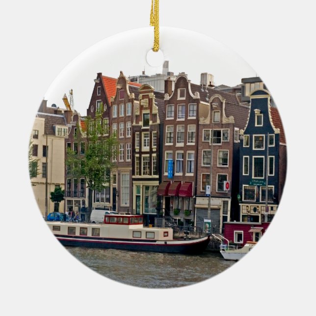 Amsterdam, houses on the canal ceramic ornament (Back)