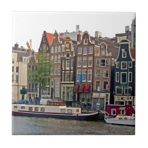 Amsterdam houses on the canal ceramic tile