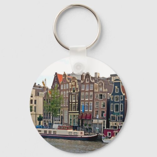 Amsterdam houses on the canal keychain