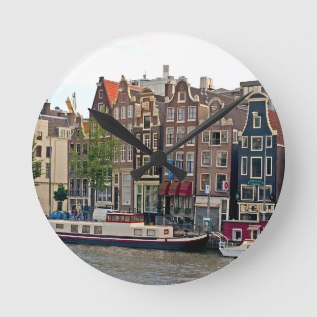 Amsterdam, houses on the canal round clock (Front)