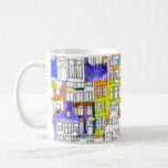 Amsterdam Houses: Watercolor Seamless Pattern Coffee Mug