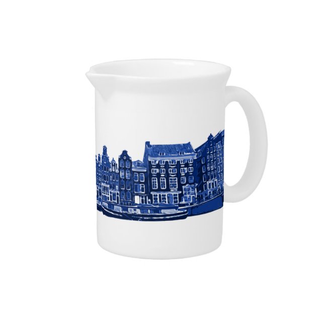 Amsterdam in blue Delftware style Beverage Pitcher (Right)